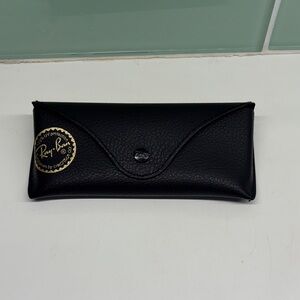 Ray-Ban Black Leather Sunglass Pouch with Gold Logo